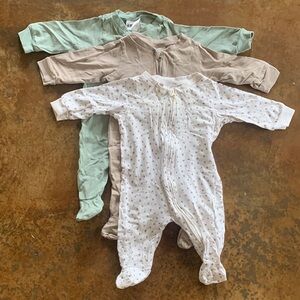 3 pack zip up pajama jumpsuits footed